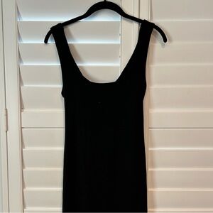 Native One Criss Cross Open Back Rib Knit Midi  Dress Black Size Medium
